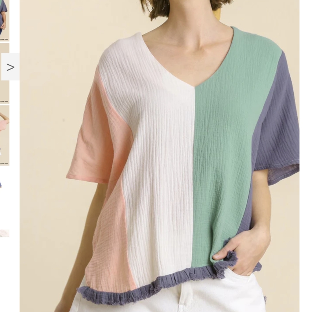 🌸SPRING🌸 Umgee Color Block Boutique Blouse